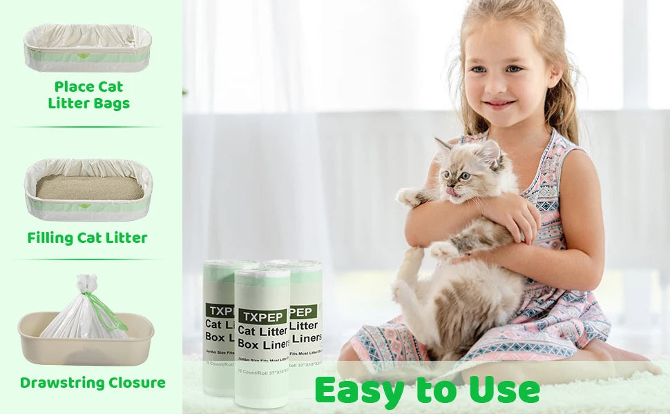 Drawstring Cat Litter Box Liners – Heavy-Duty Bags