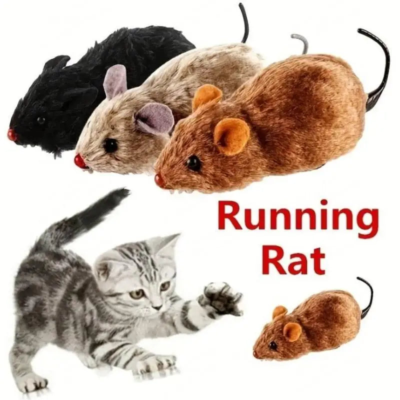 Wind-Up Plush Mouse Cat Toy – Lifelike Running Rat – product image 7