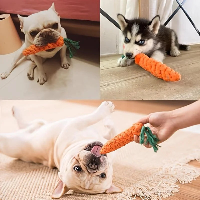 Carrot Rope Chew Toy – Cotton Knot Toy for Dogs – product view 2