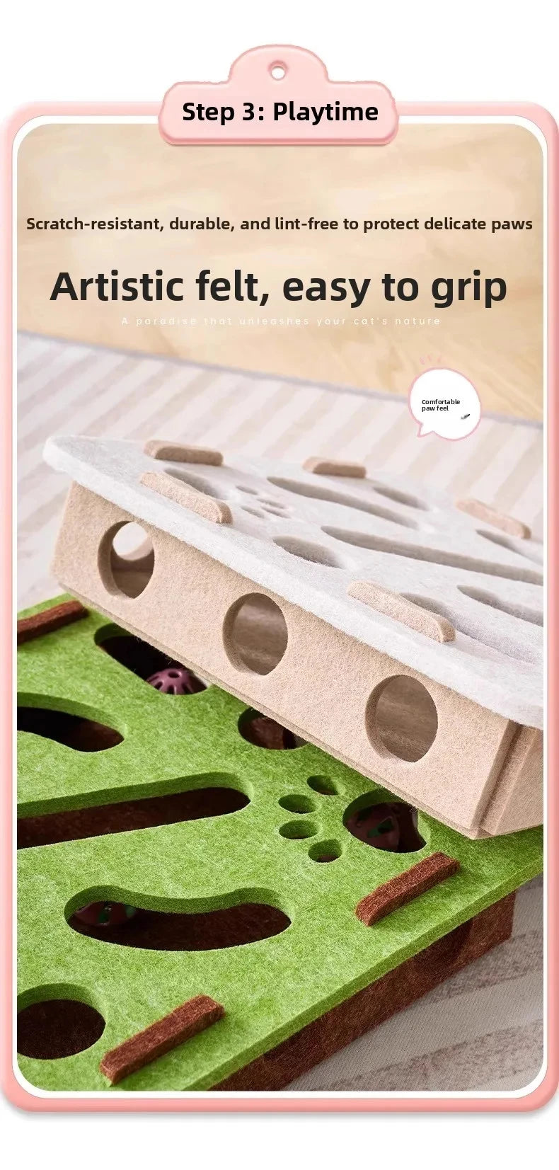 Felt Cat Puzzle Box – Indoor Ball Hunting Toy – product image 9