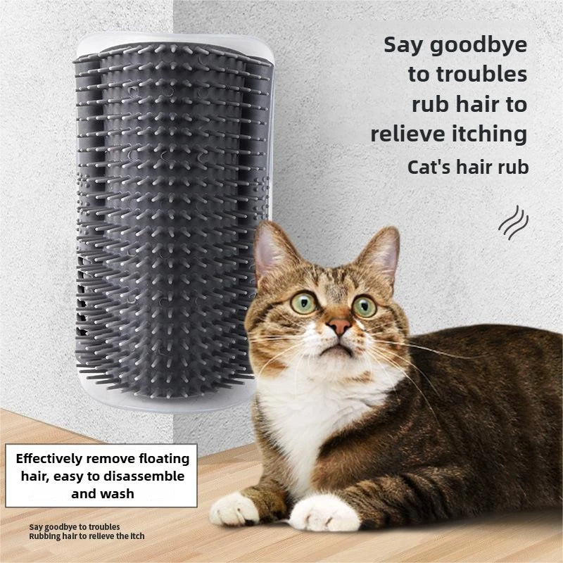 Wall-Mounted Cat Self-Grooming Brush – Corner Comb