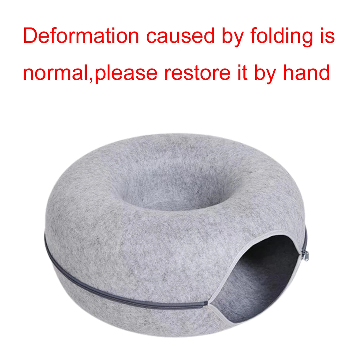 Interactive Round Small Cat Tunnel Nest Felt Kittens Bed House Scratcher Cat Donut Sleeping Pet Toy for Available in 4 colors