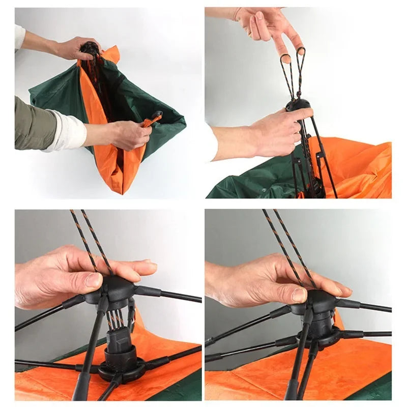 Folding pet tent setup steps