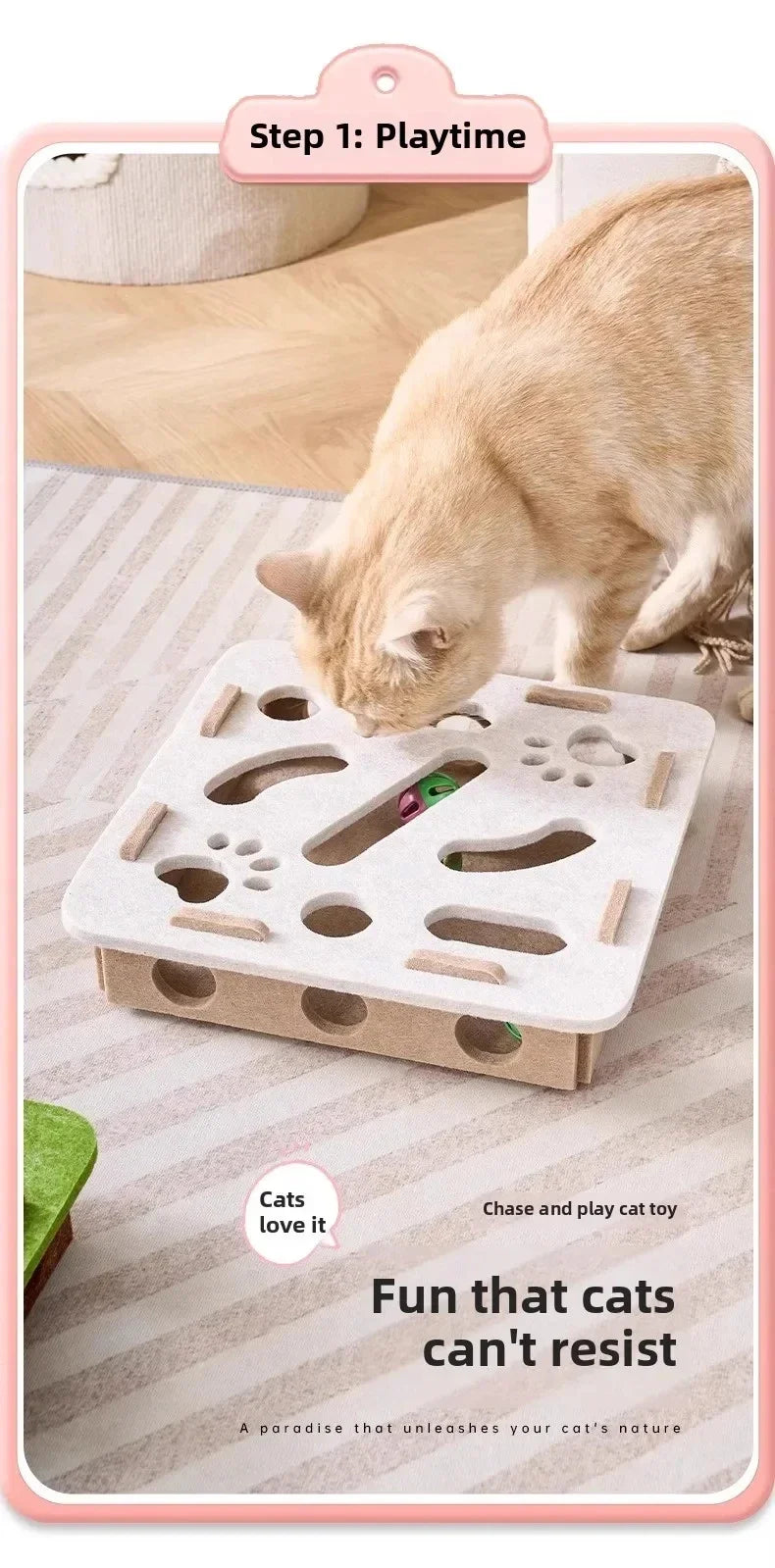 Felt Cat Puzzle Box – Indoor Ball Hunting Toy – product image 8