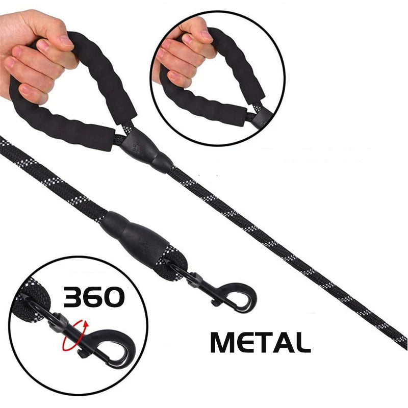 Reflective Rope Dog Leash – Padded Handle – product view 8