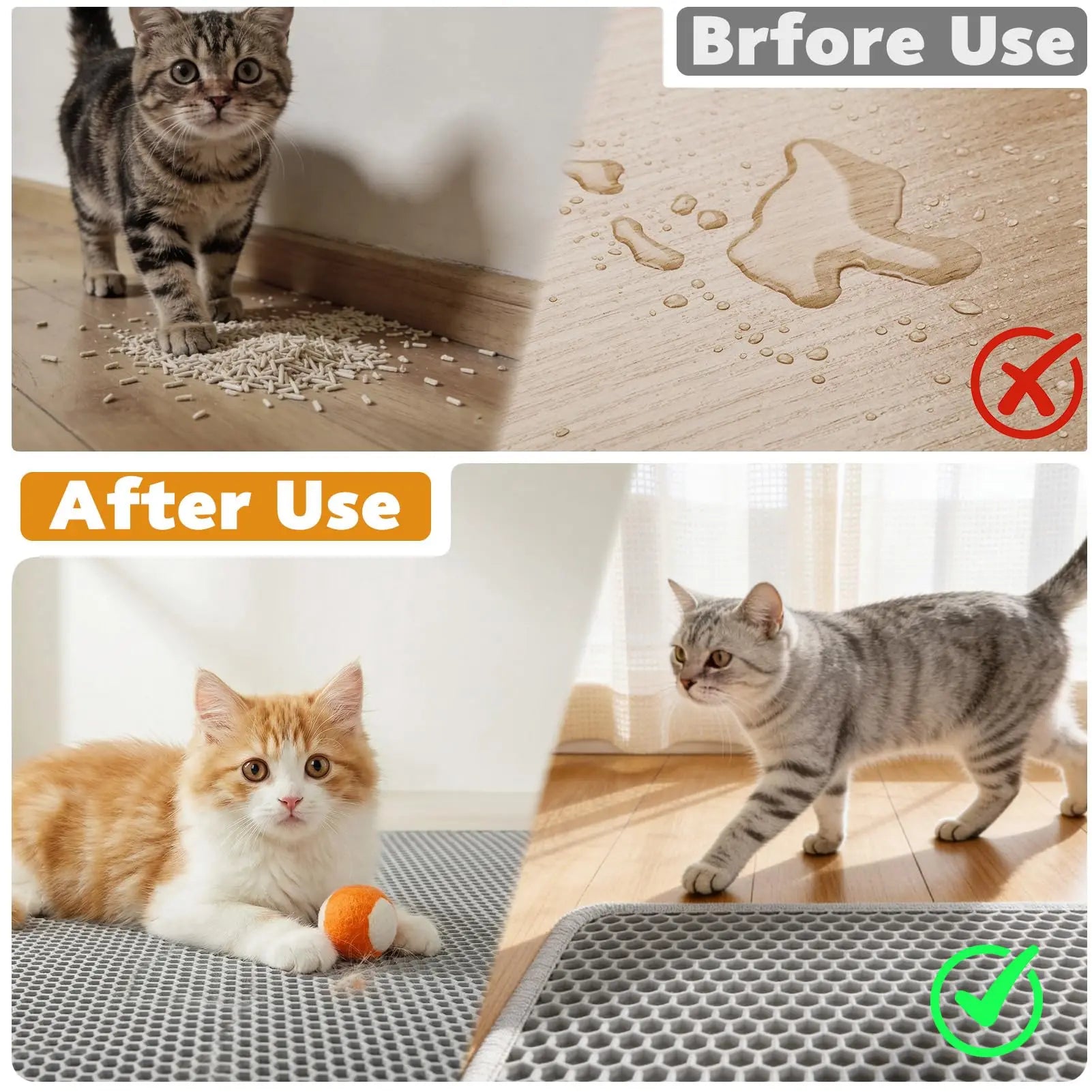 Double-Layer Cat Litter Mat – Waterproof Trapping Pad