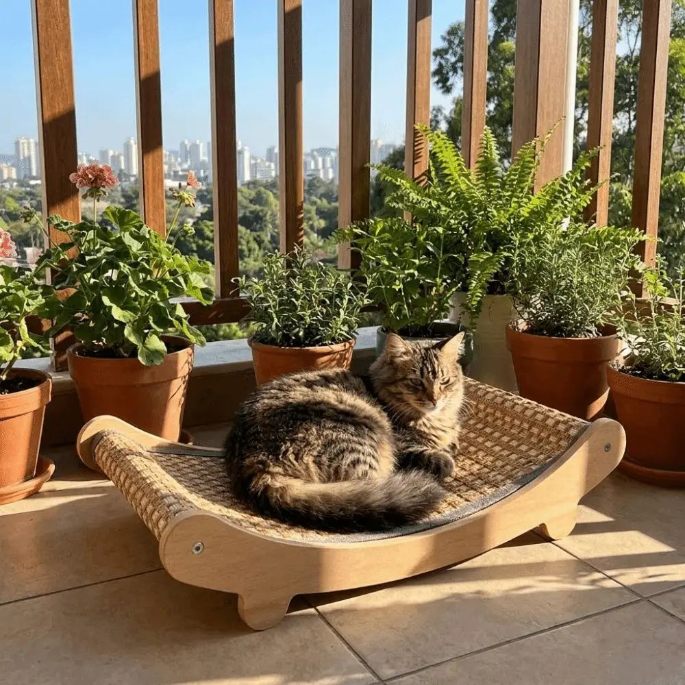 Arc Shaped Cat Rocking Chair Removable Wear-Resistant Cat Sleeping Bed Cooling Breathable Cat Scratching Pads Playing