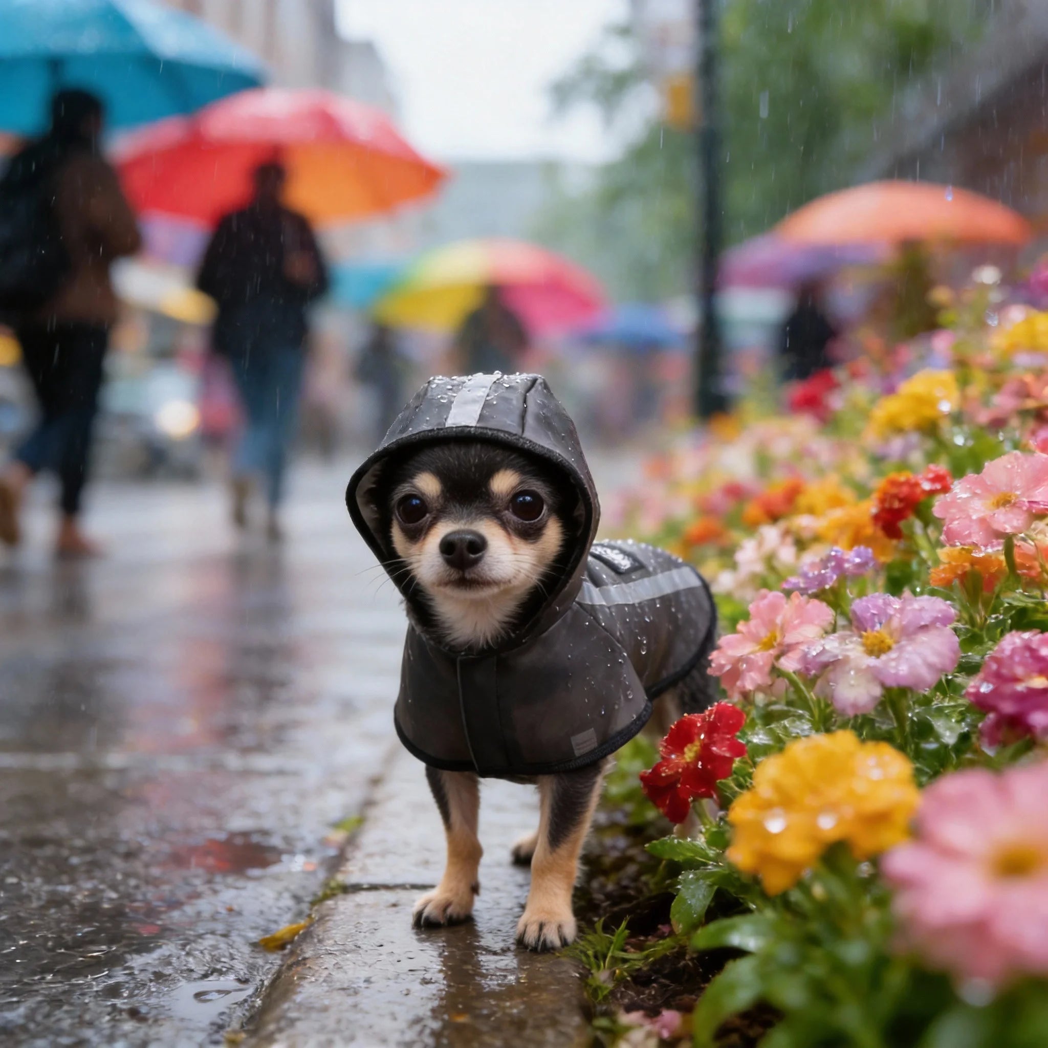 Black Waterproof Dog Raincoat – Small & Medium Dogs – product view 2