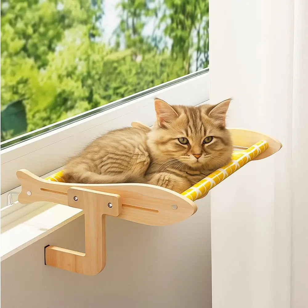 Breathable Cat Window Hammock Adjustable Space-Saving Window Cat Seat Detachable Sturdy Cat Hanging Bed Sunbathing Spot