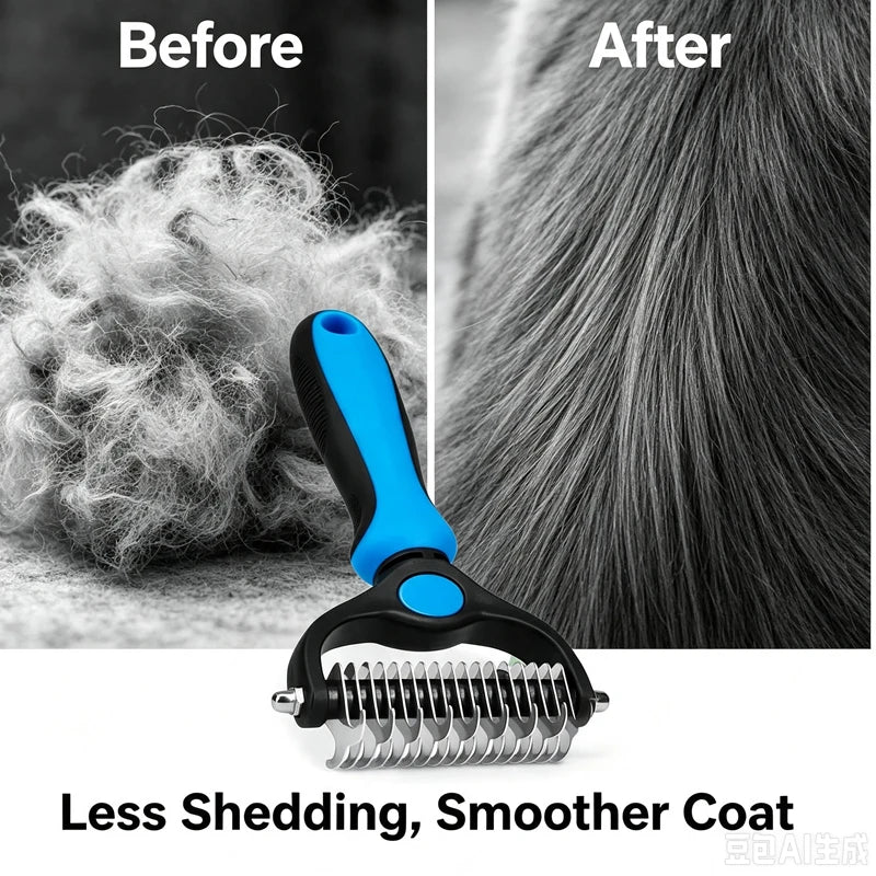 Double-Sided Undercoat Rake – Dog & Cat Deshedding – product view 3