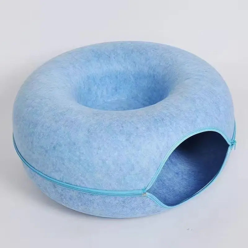 Interactive Round Small Cat Tunnel Nest Felt Kittens Bed House Scratcher Cat Donut Sleeping Pet Toy for Available in 4 colors