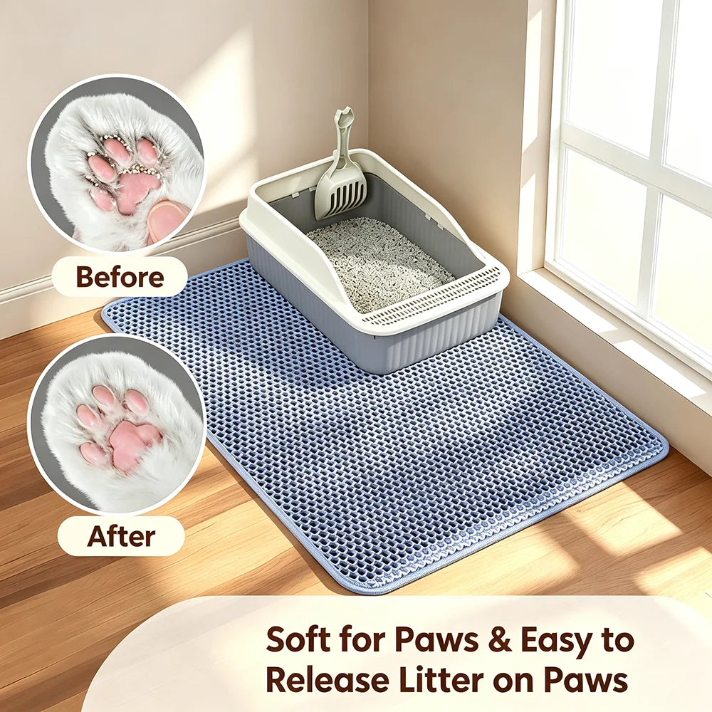 Double-Layer Cat Litter Mat – Waterproof Trapping Pad
