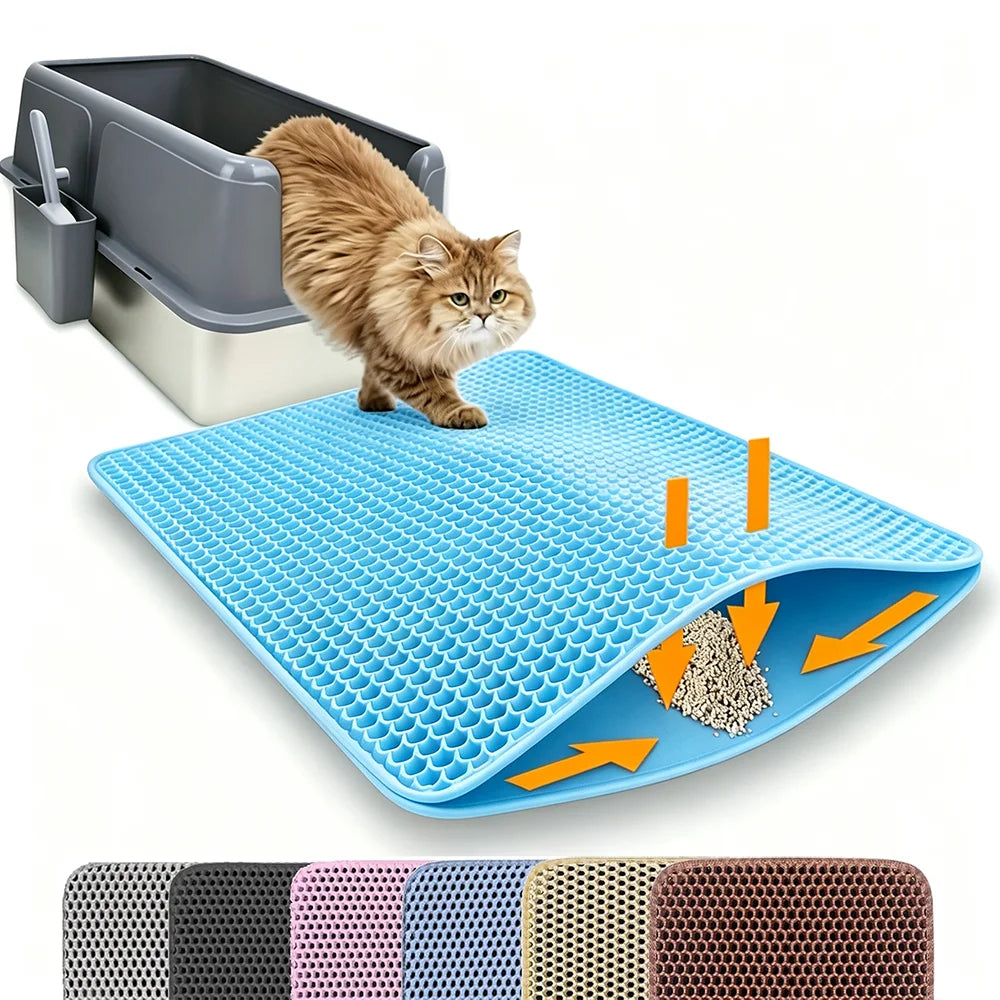 Double-Layer Cat Litter Mat – Waterproof Trapping Pad