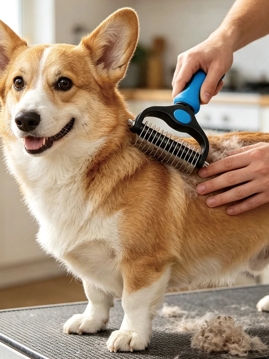 Double-Sided Undercoat Rake – Dog & Cat Deshedding – product view 9