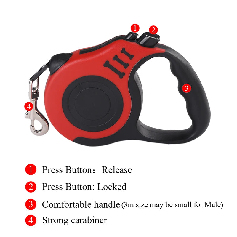 Retractable Dog Leash – 3 m & 5 m Walking Lead – product view 5