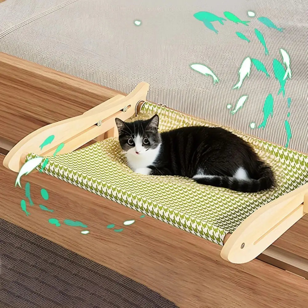 Breathable Cat Window Hammock Adjustable Space-Saving Window Cat Seat Detachable Sturdy Cat Hanging Bed Sunbathing Spot