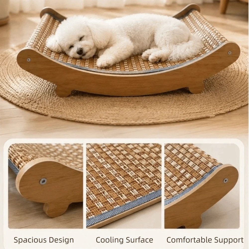 Arc Shaped Cat Rocking Chair Removable Wear-Resistant Cat Sleeping Bed Cooling Breathable Cat Scratching Pads Playing