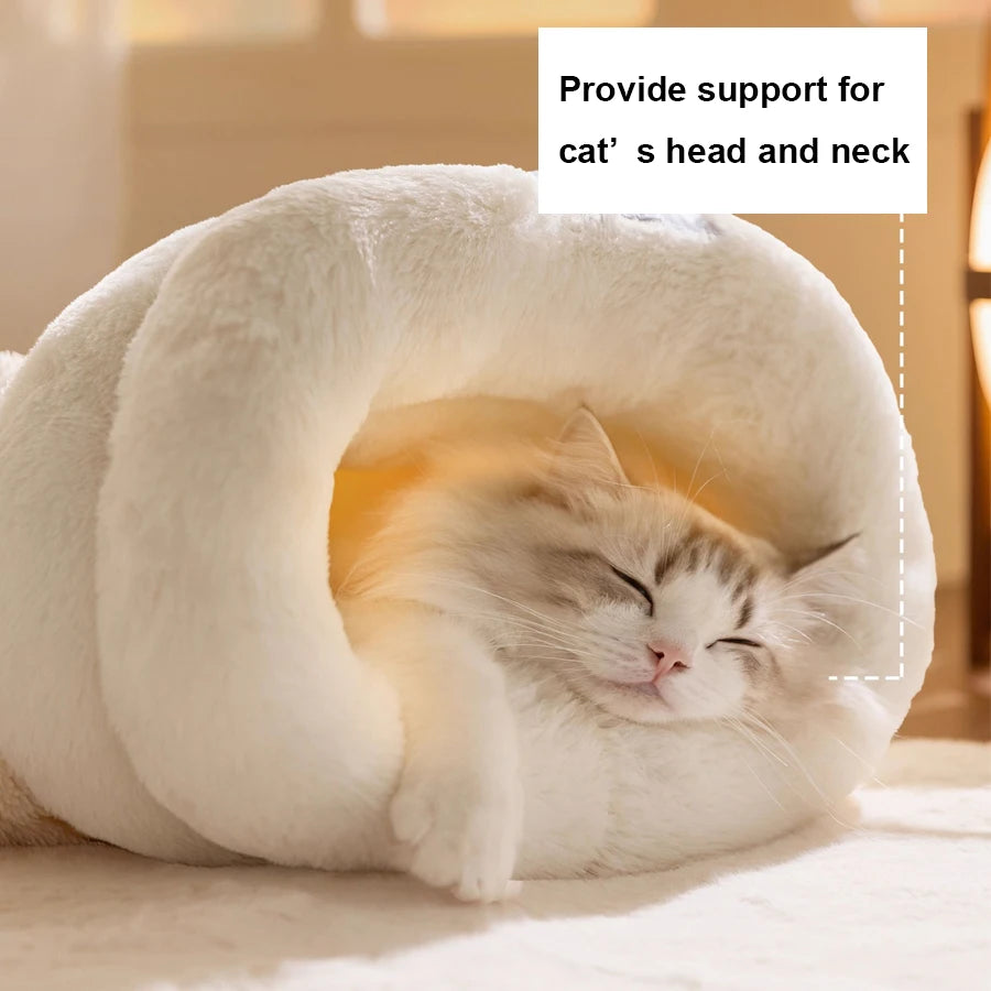 Cat Winter Sleeping Bag, Soft Plush Cat Sack, 360° Wrap Cat Cave Bed,  Uncharged, Washable Nest Bed for Indoor Cats & Small Dogs