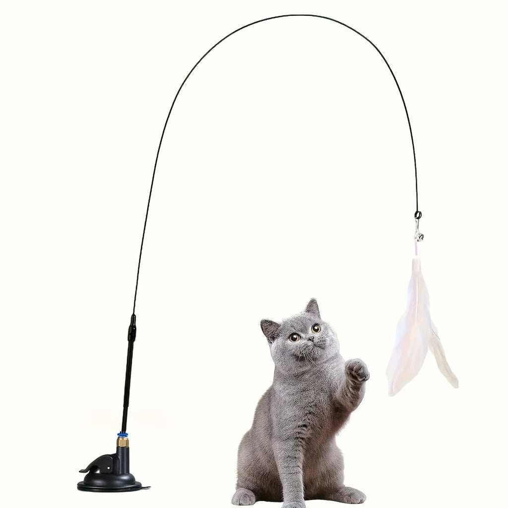Suction Cup Cat Feather Wand – Interactive Teaser Toy