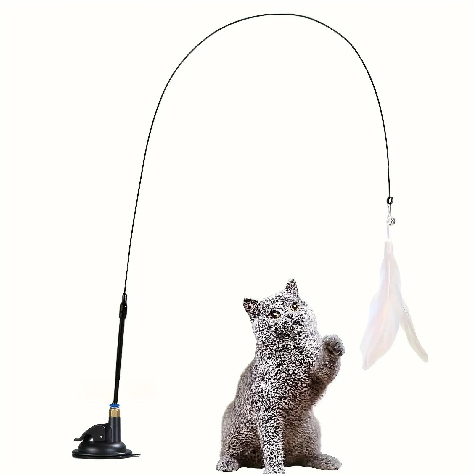 Suction Cup Cat Feather Wand – Interactive Teaser Toy