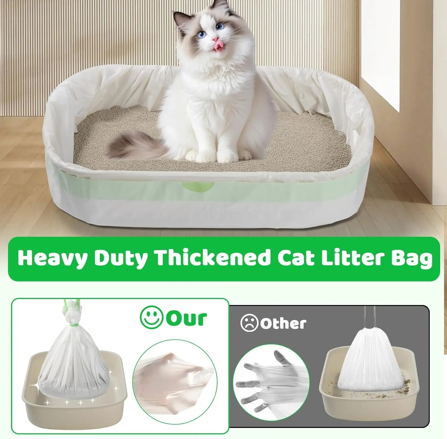 Drawstring Cat Litter Box Liners – Heavy-Duty Bags