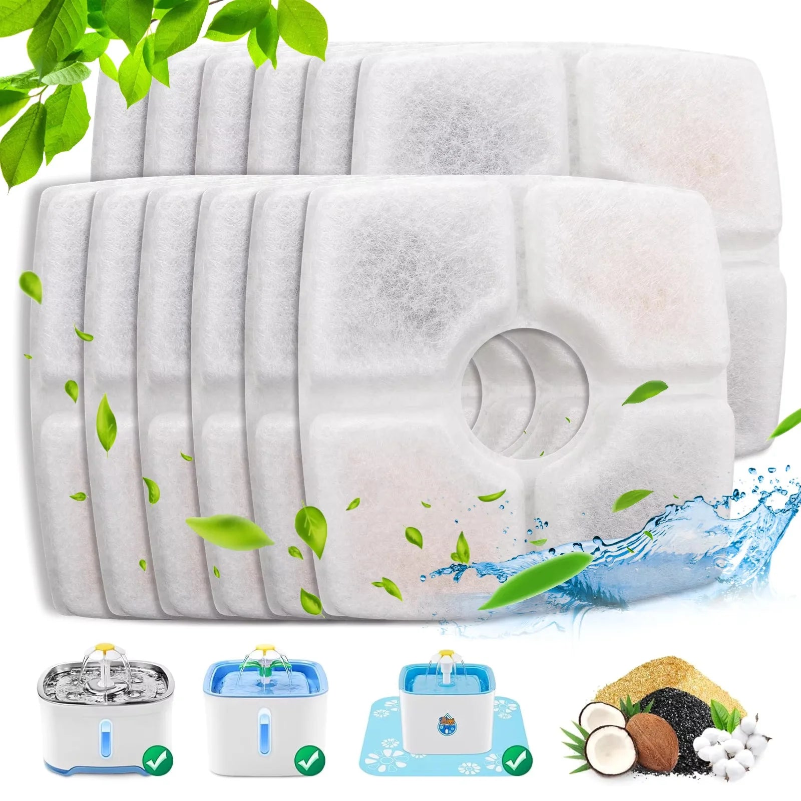 Pet Fountain Replacement Filters – 4/8 Pack
