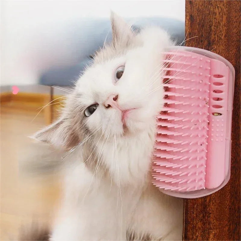 Wall-Mounted Cat Self-Grooming Brush – Corner Comb