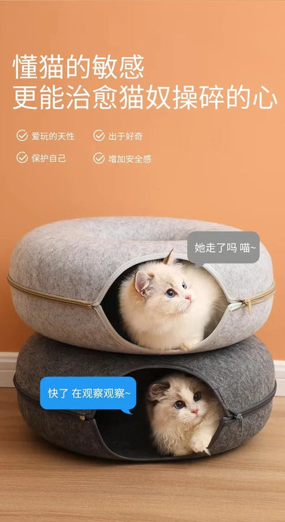Stacked double-layer cat cave bed