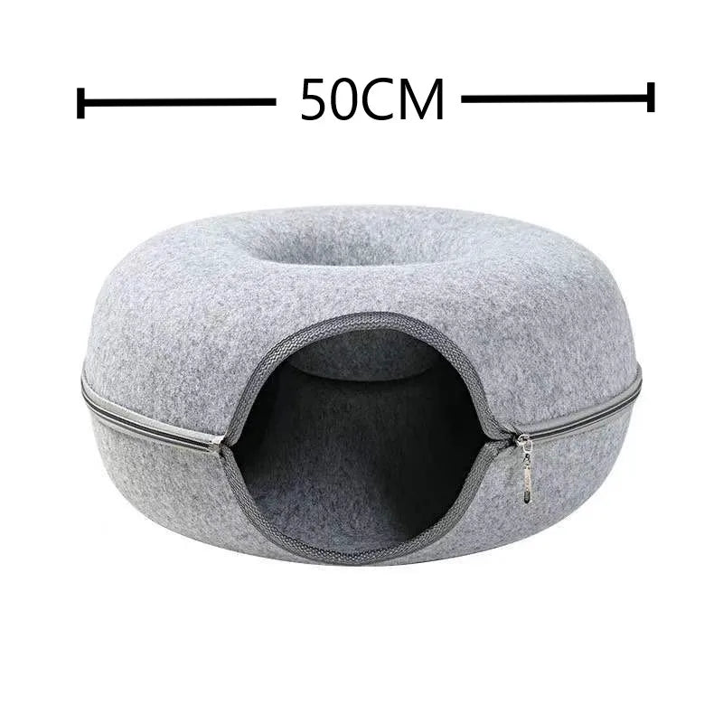 Donut Pet Cat Tunnel Interactive Play Toy Cat bed Dual Use Ferrets Rabbit Bed Tunnels Indoor Toys Cats House Kitten Training Toy
