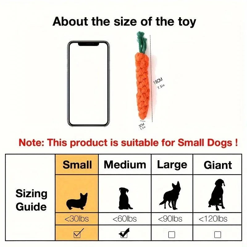Carrot Rope Chew Toy – Cotton Knot Toy for Dogs – product view 6