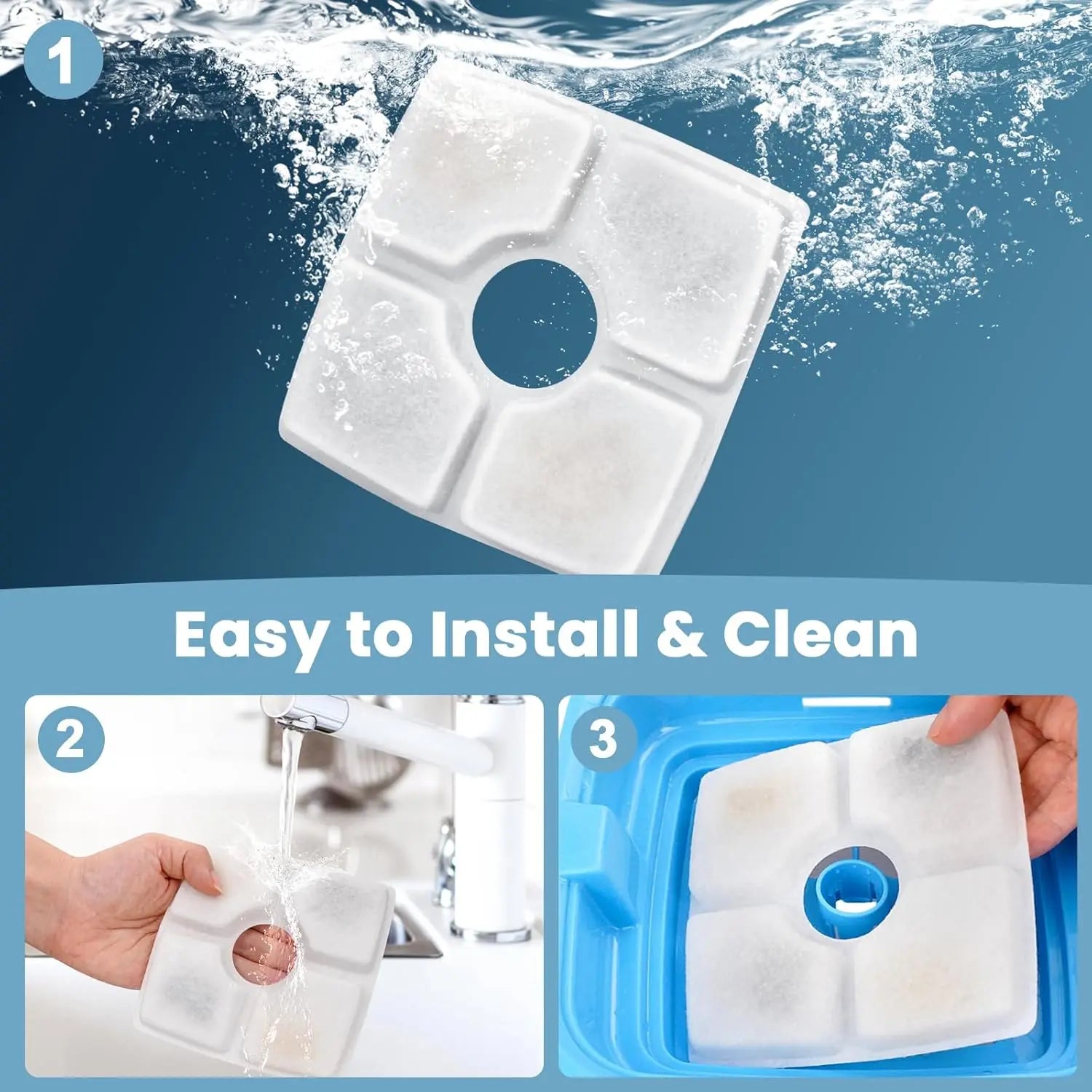 Pet Fountain Replacement Filters – 4/8 Pack