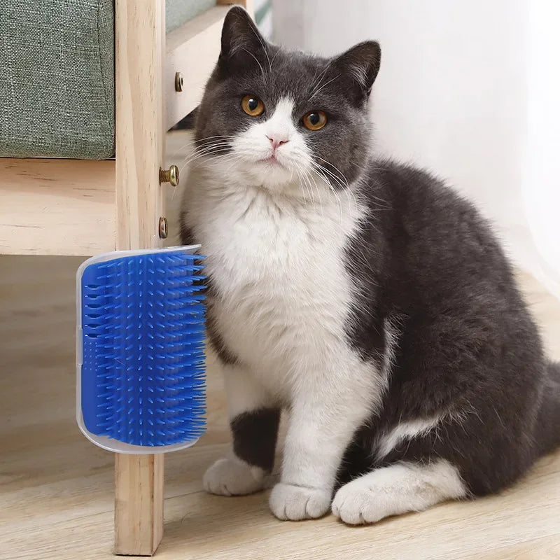 Wall-Mounted Cat Self-Grooming Brush – Corner Comb
