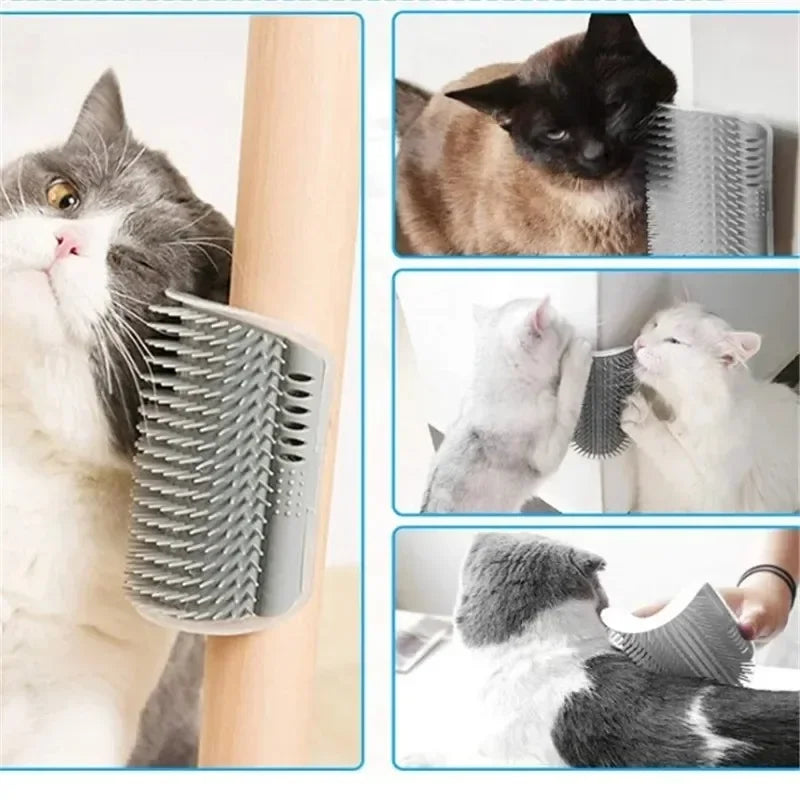 Wall-Mounted Cat Self-Grooming Brush – Corner Comb
