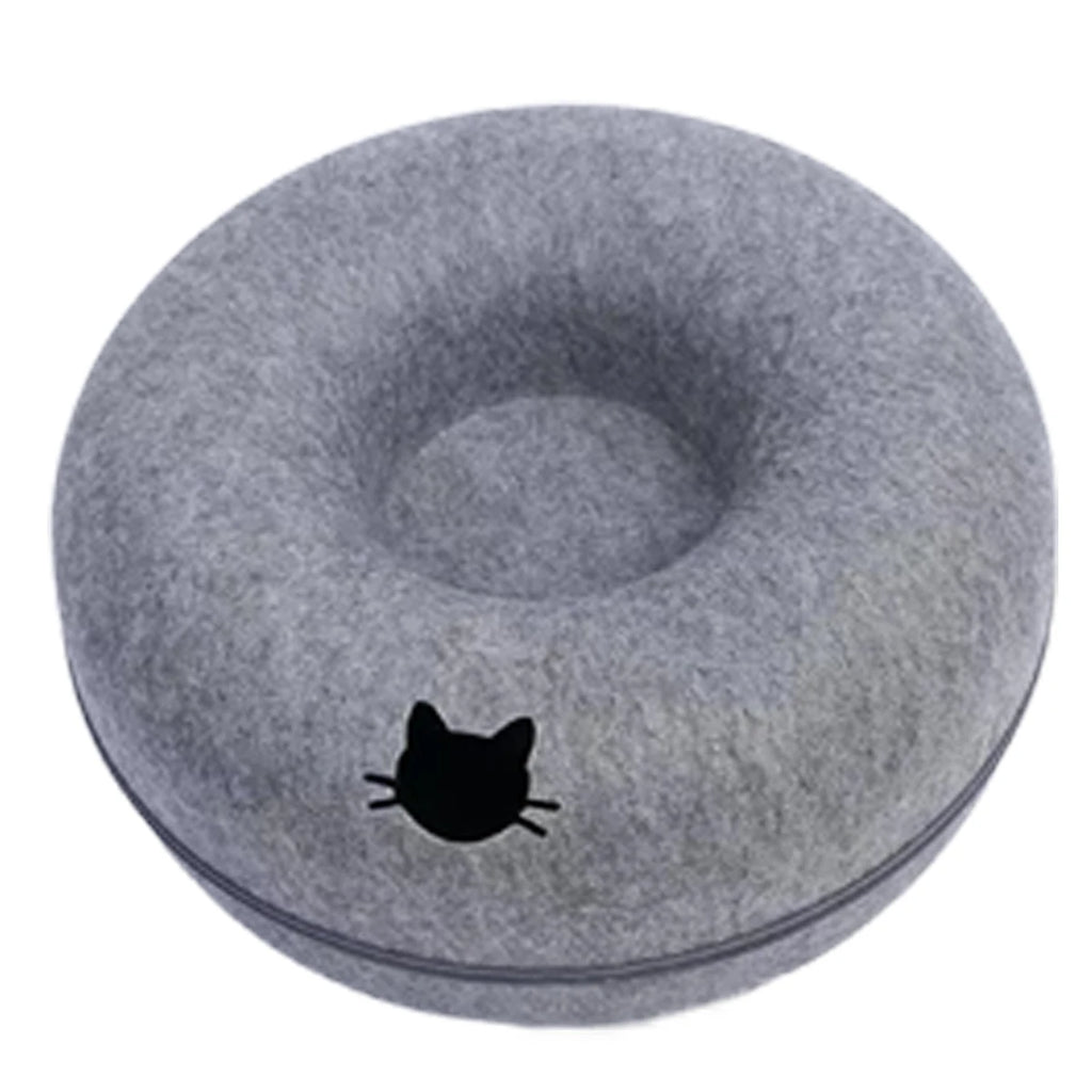 Interactive Round Small Cat Tunnel Nest Felt Kittens Bed House Scratcher Cat Donut Sleeping Pet Toy for Available in 4 colors