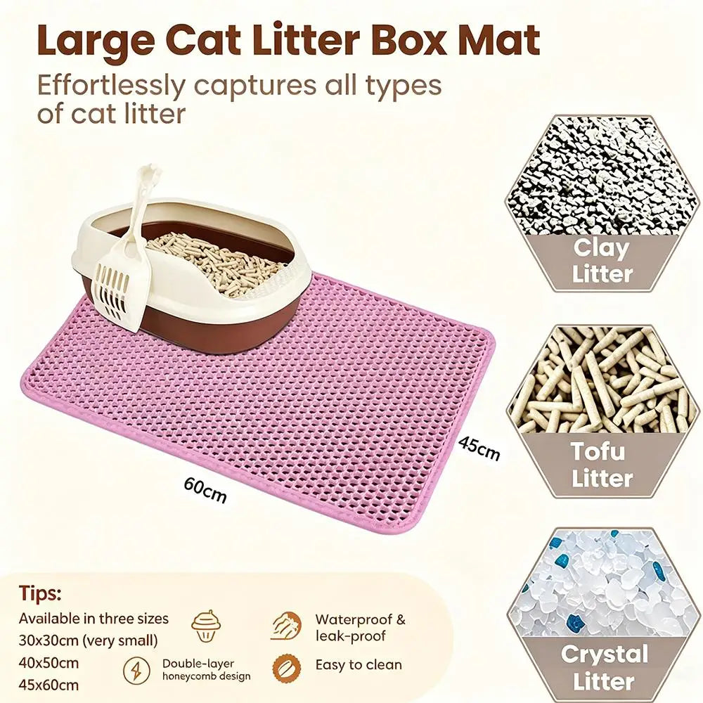 Double-Layer Cat Litter Mat – Waterproof Trapping Pad