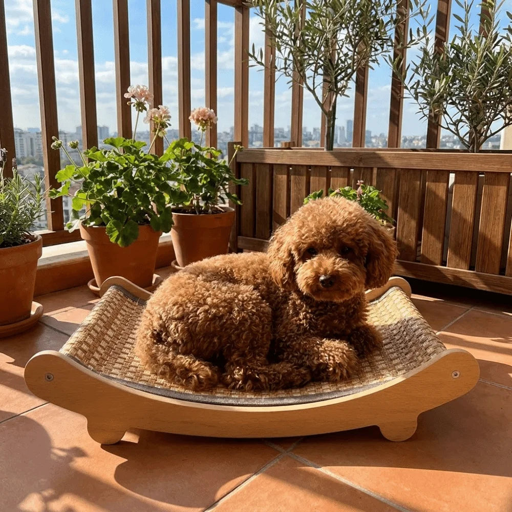 Arc Shaped Cat Rocking Chair Removable Wear-Resistant Cat Sleeping Bed Cooling Breathable Cat Scratching Pads Playing