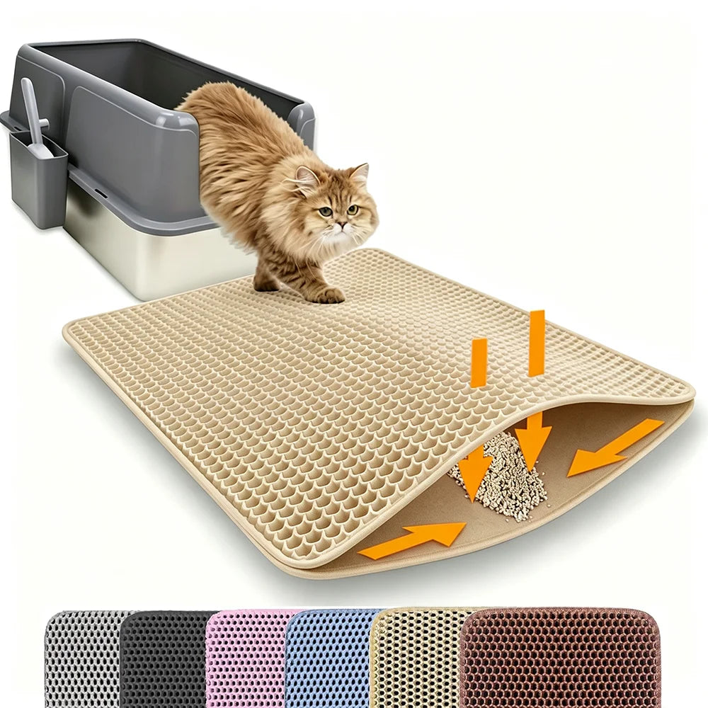 Double-Layer Cat Litter Mat – Waterproof Trapping Pad