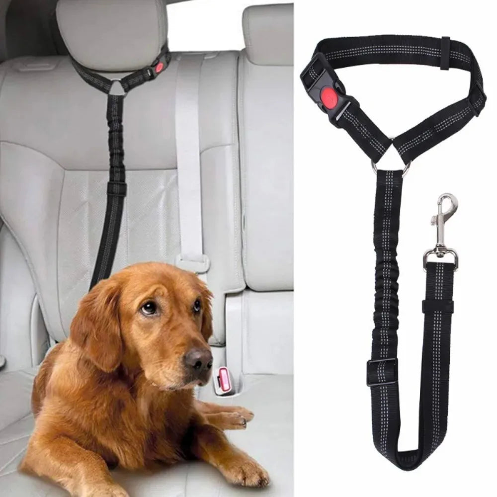 Adjustable Dog Car Seat Belt – Headrest Restraint Tether