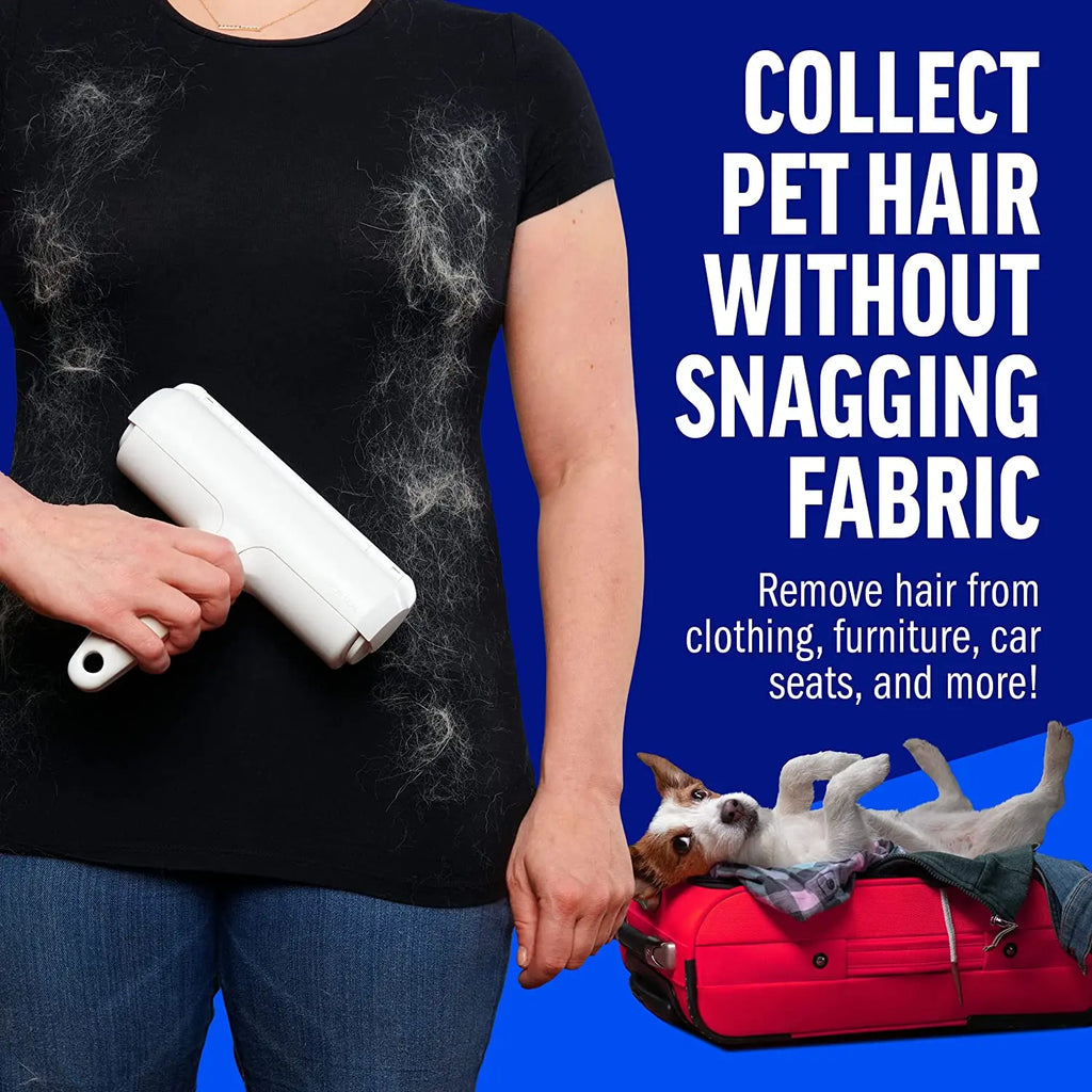 Reusable Pet Hair Remover Roller – Self-Cleaning Base