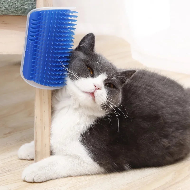 Wall-Mounted Cat Self-Grooming Brush – Corner Comb