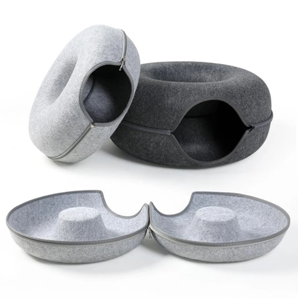 Interactive Round Small Cat Tunnel Nest Felt Kittens Bed House Scratcher Cat Donut Sleeping Pet Toy for Available in 4 colors