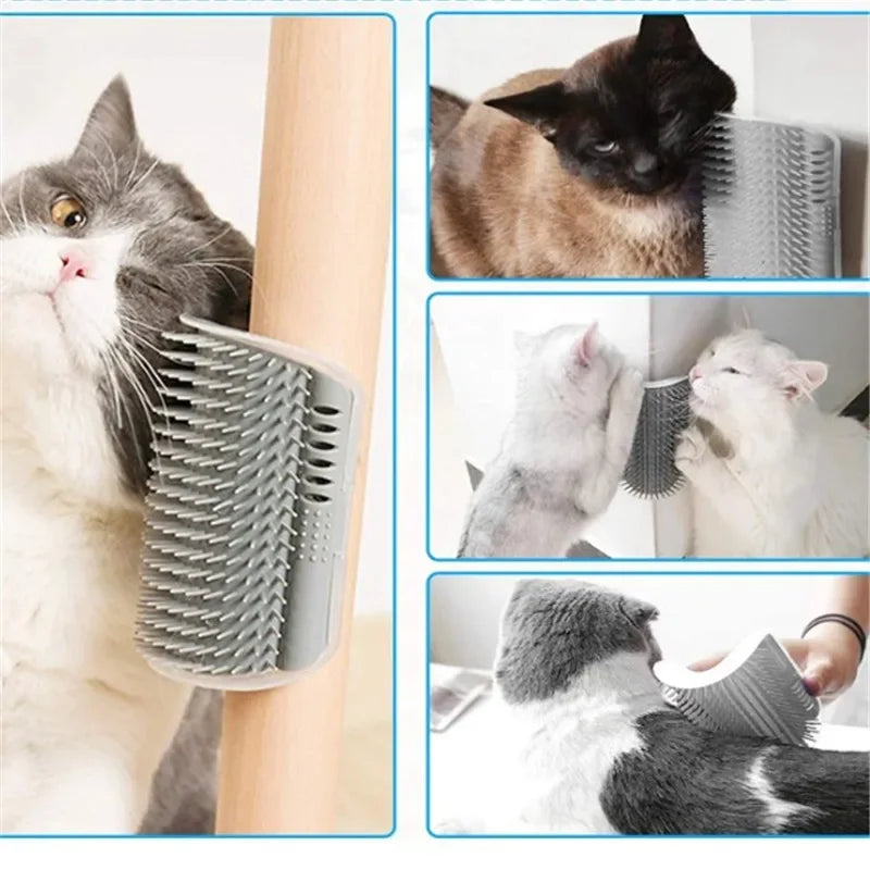 Wall-Mounted Cat Self-Grooming Brush – Corner Comb