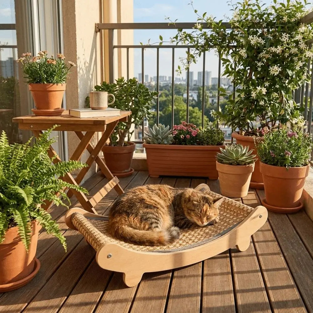 Arc Shaped Cat Rocking Chair Removable Wear-Resistant Cat Sleeping Bed Cooling Breathable Cat Scratching Pads Playing