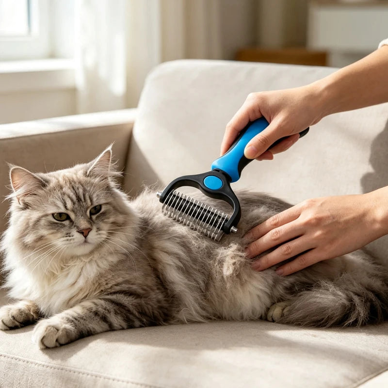 Double-Sided Undercoat Rake – Dog & Cat Deshedding – product view 7