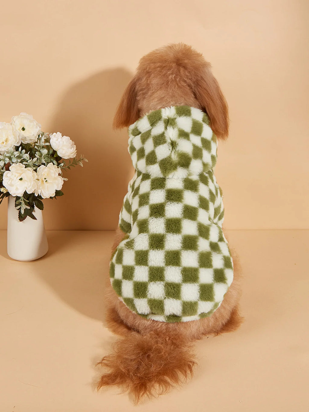 Plaid Fleece Dog Hoodie – Warm Autumn & Winter Coat