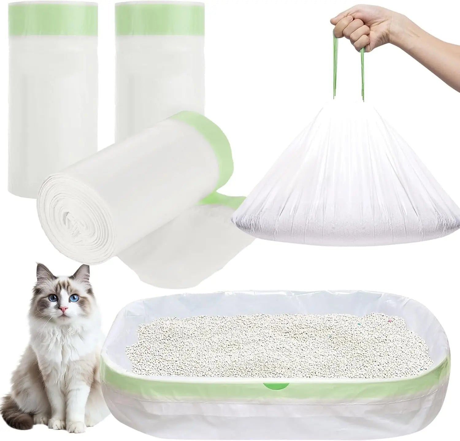 Drawstring Cat Litter Box Liners – Heavy-Duty Bags