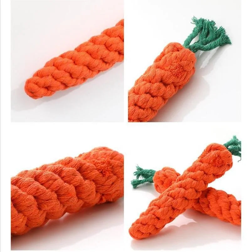 Carrot Rope Chew Toy – Cotton Knot Toy for Dogs – product view 3