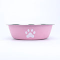 Stainless Steel Pet Bowl – Non-Slip Paw Print Dish