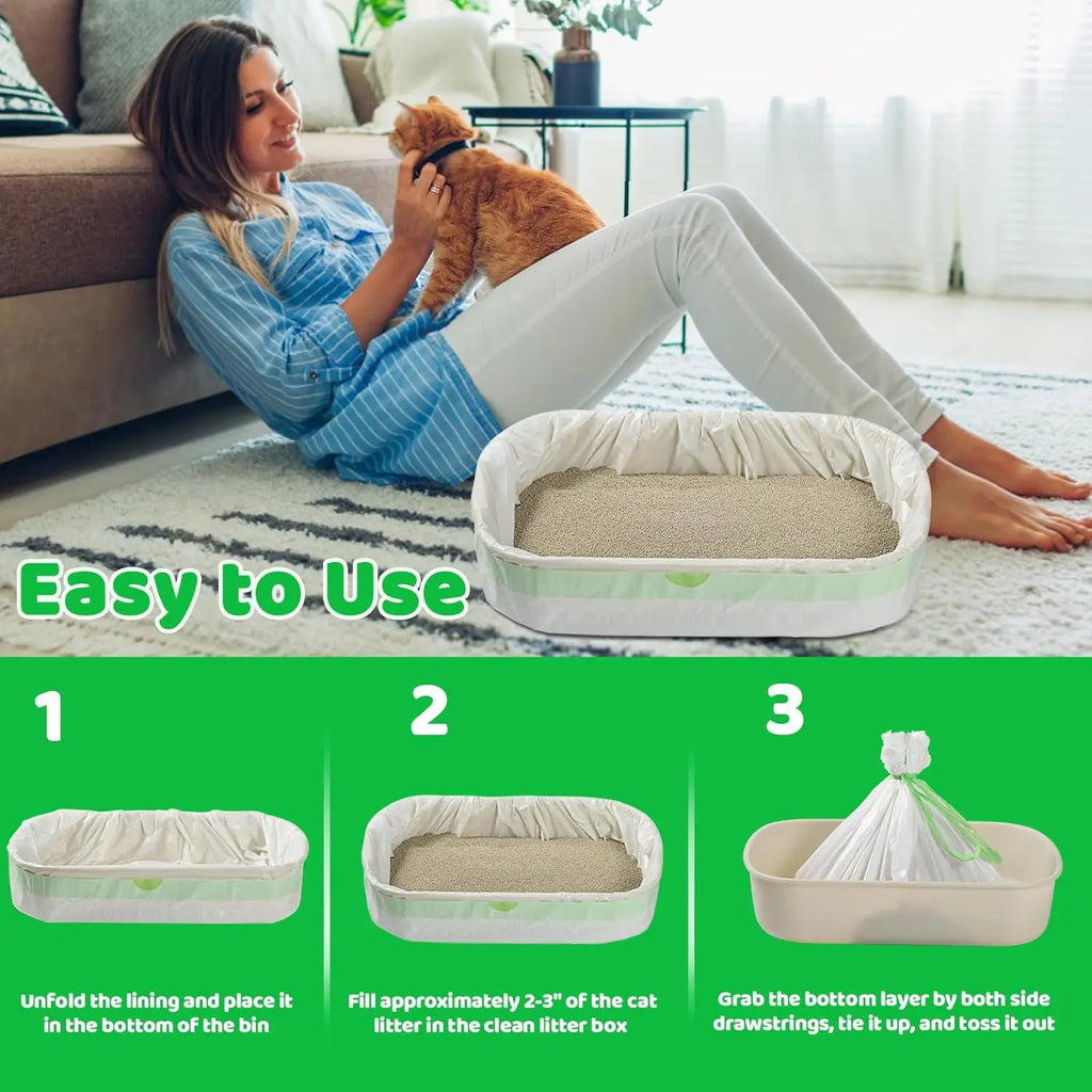 Drawstring Cat Litter Box Liners – Heavy-Duty Bags
