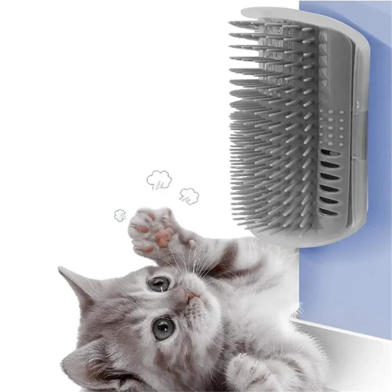 Wall-Mounted Cat Self-Grooming Brush – Corner Comb